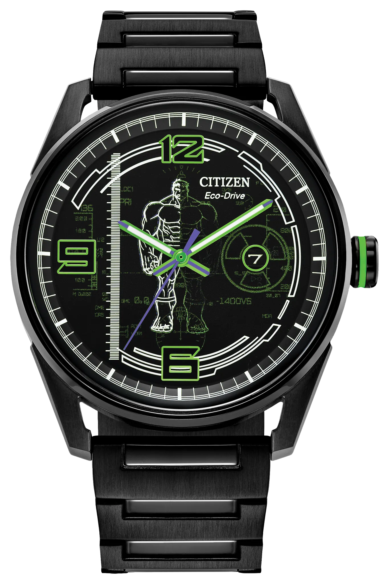 Hulk, Green Goliath Black Dial Stainless Steel Bracelet BM7675-57W